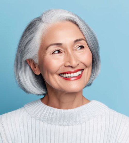Smiling, confident senior woman with beautiful teeth