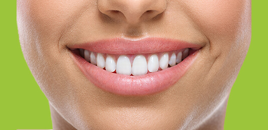 closeup of woman with white teeth