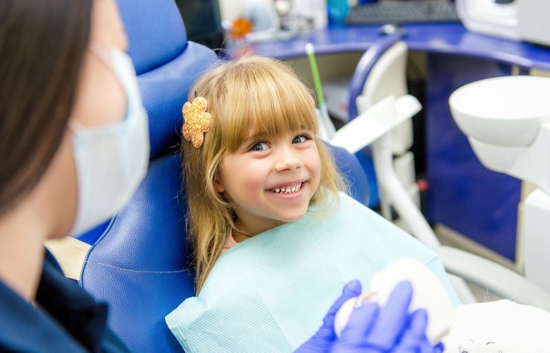 Girl at children’s dentist in Carrollton